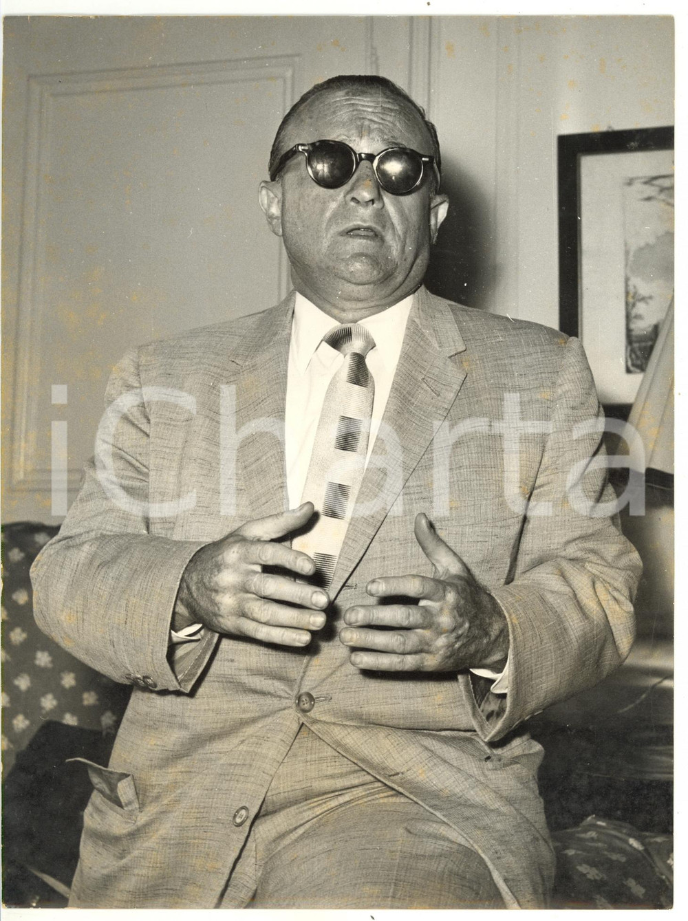 1957 ROMA Giornalista Victor RIESEL accecato con il vetriolo *Foto 18x24