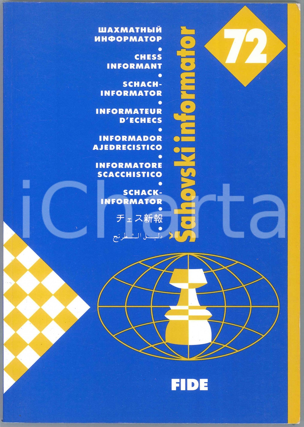1998 SAHOVSKI INFORMATOR - Informatore scacchistico - Partite - nÂ° 72 FIDE Brossura editoriale flessibile.PAGINE: 343 POOR/danneggiato sbrecciatura e taglio al dorso del volume, alla parte inferiore Formato: 17x24 cm originale e autentica 1