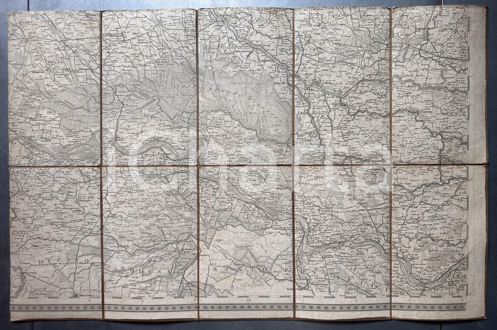 Mappa, planimetria storica 1850 ca Antichi Stati Italiani  VALLI GRANDI VERONESI Mappa su tela 72x45 cm 1