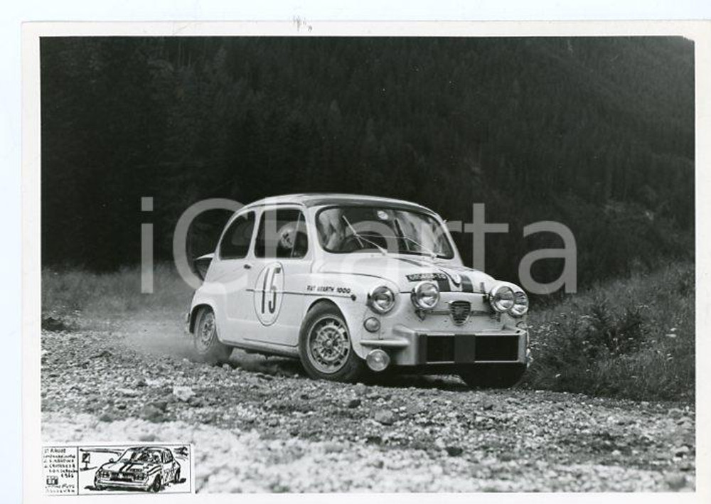 1966 3Â° Rally SAN MARTINO DI CASTROZZA Jolly Team FIAT ABARTH 1000 Foto (1) Fotografia d'epoca.  GOOD/buono  Formato: 18x13 cm originale e autentica 1
