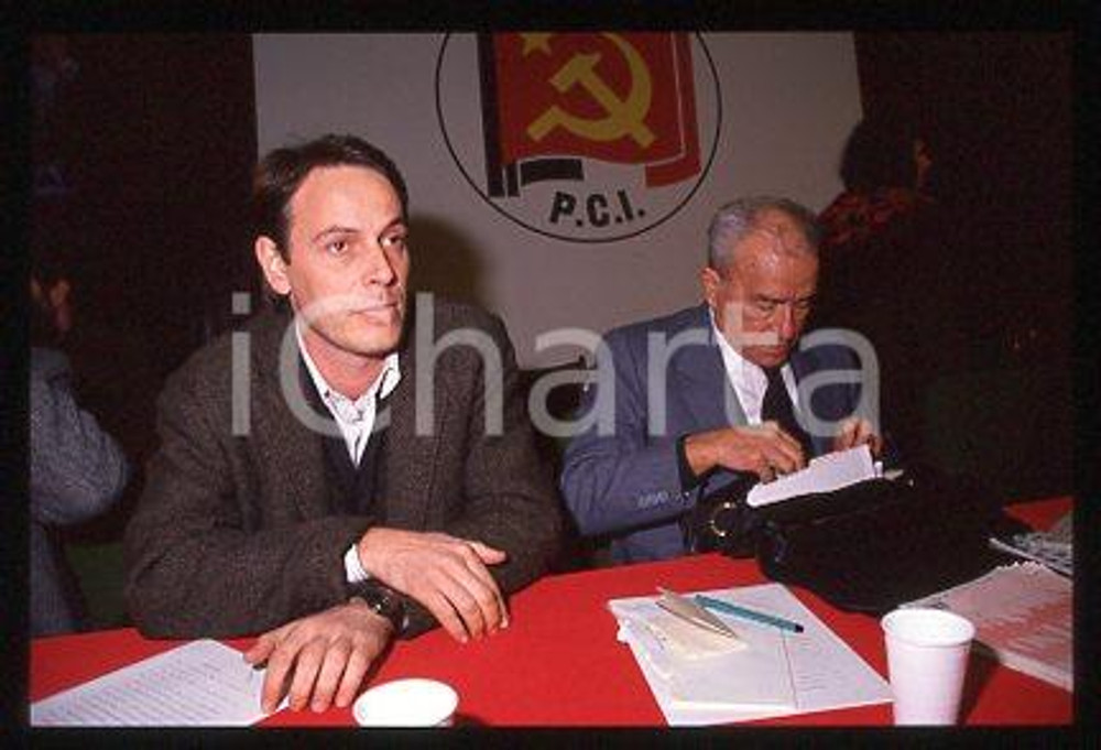 Marco FUMAGALLI Pietro INGRAO - PCI Politicians 1990 ca * 35 mm vintage slide 3