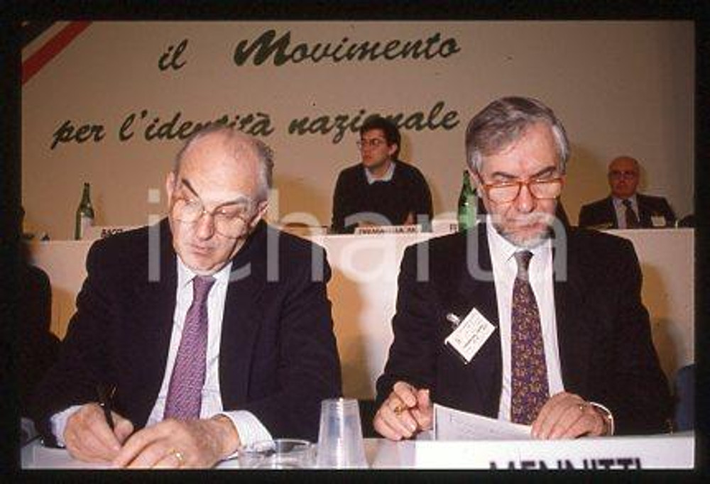 Enzo TRANTINO Alfredo PAZZAGLIA - MSI Ritratto 1990 ca * 35 mm vintage slide 1