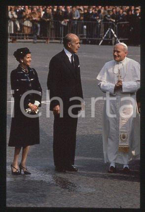 JOHN PAUL II Valery GISCARD d'ESTAIN & wife - PARIS 1980 * 35mm vintage slide 35
