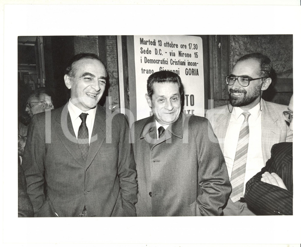 Fotografia d epoca originale 1985 ca MILANO Sede DC  Piero BASSETTI con Antonio BALLARIN e COLUCCI Foto 1