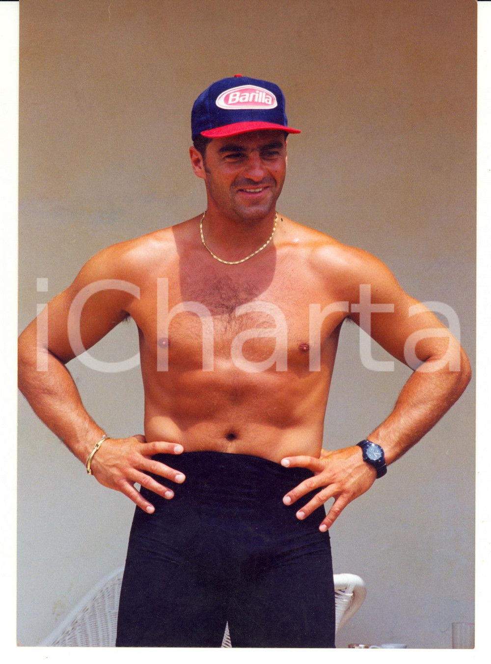 2000 ca Ritratto sciatore Alberto TOMBA con berretto BARILLA *Foto 15x21