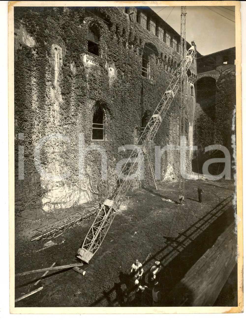 1955 ca MILANO Castello Sforzesco - Restauro BBPR - Lavori esterni *Foto 18x24