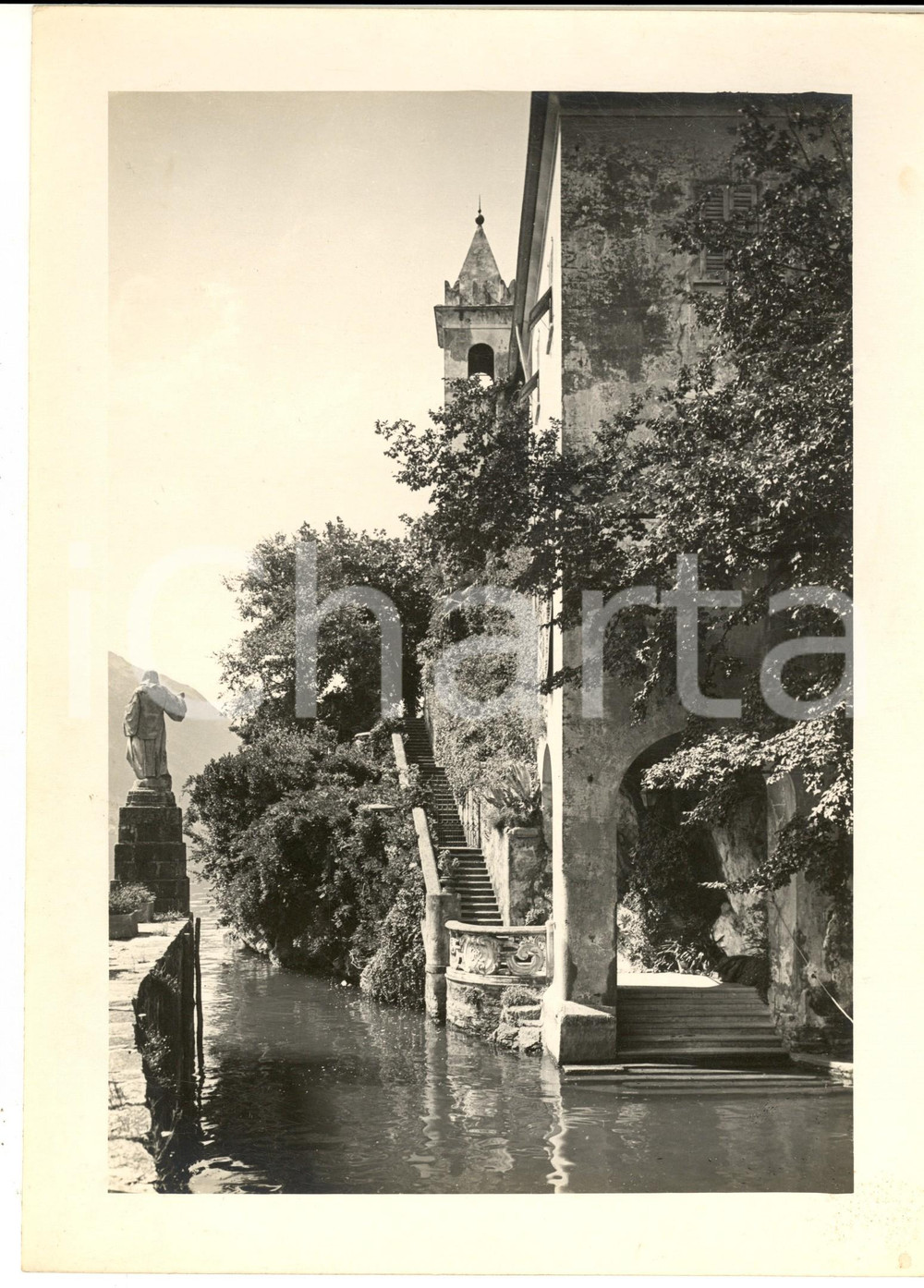 1950 ca LAGO DI COMO - Villa del Balbianello - Scalinata - Foto artistica 20x27