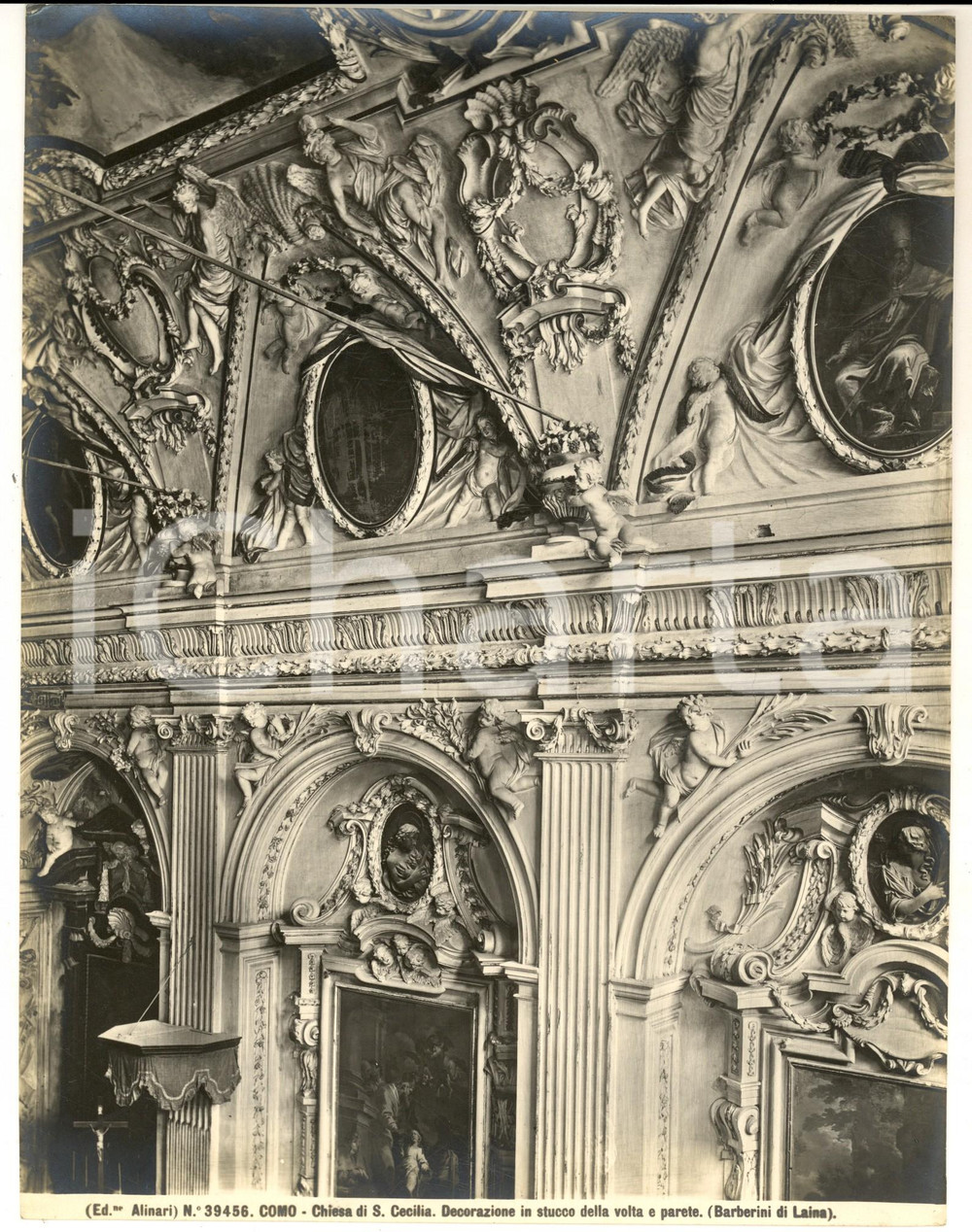 1935 ca COMO Chiesa di S. Cecilia - Decorazione della volta *Foto ALINARI 19x24