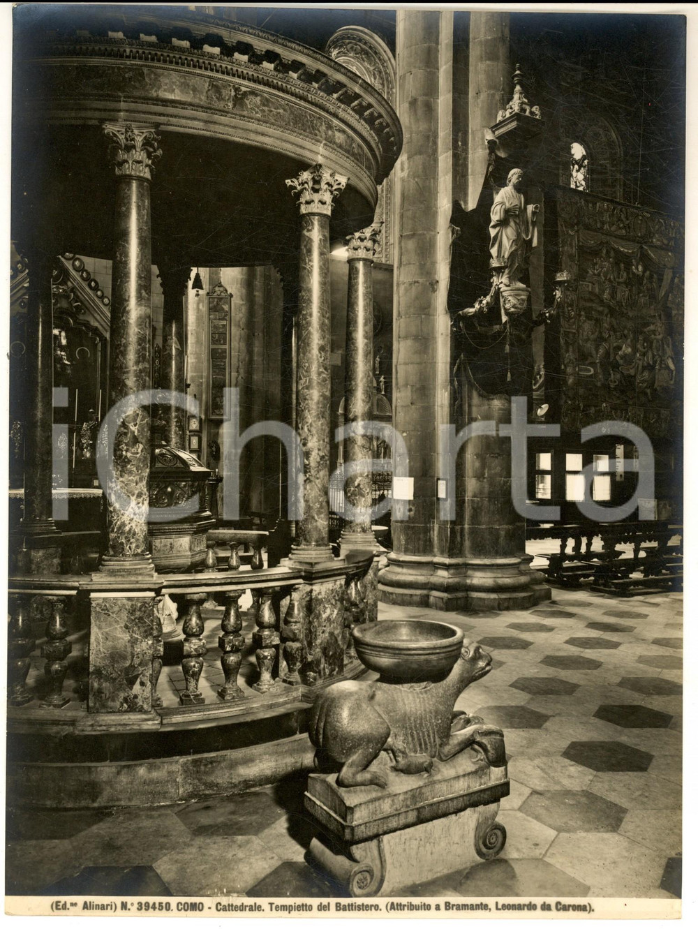 1935 ca COMO Cattedrale - Tempietto del battistero *Foto artistica ALINARI 19x24
