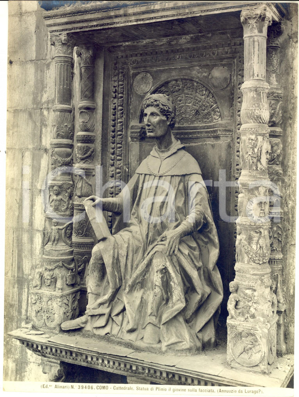 1935 ca COMO Cattedrale - Statua di Plinio il Giovane *Foto ALINARI 19x24