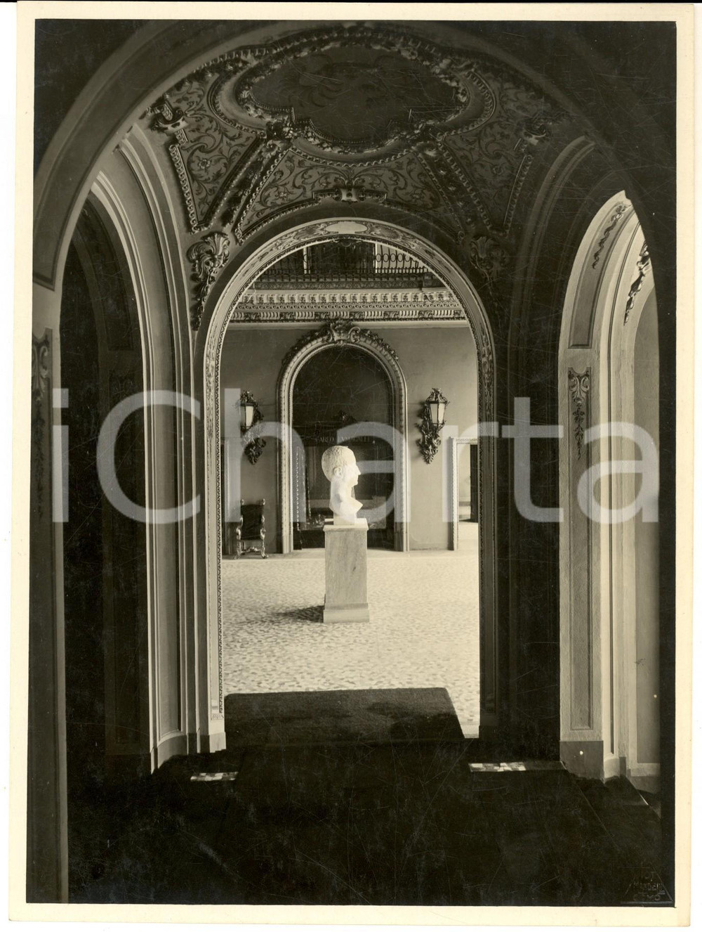 1935 ca COMO Villa OLMO - Mostra scultura - Sala con busto *Foto MANDELLI 18x24