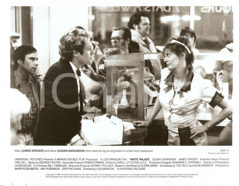1990 WHITE PALACE James SPADER Susan SARANDON at fast-food restaurant Foto 25x20