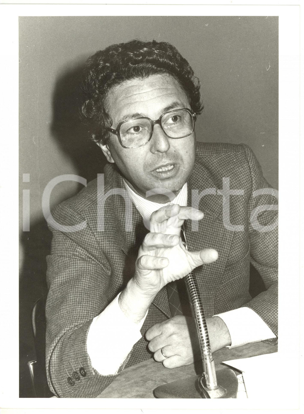 Fotografia d epoca originale 1985 ca ROMA  DC Roberto MAZZOTTA durante conferenza stampa  Foto 18x24 1