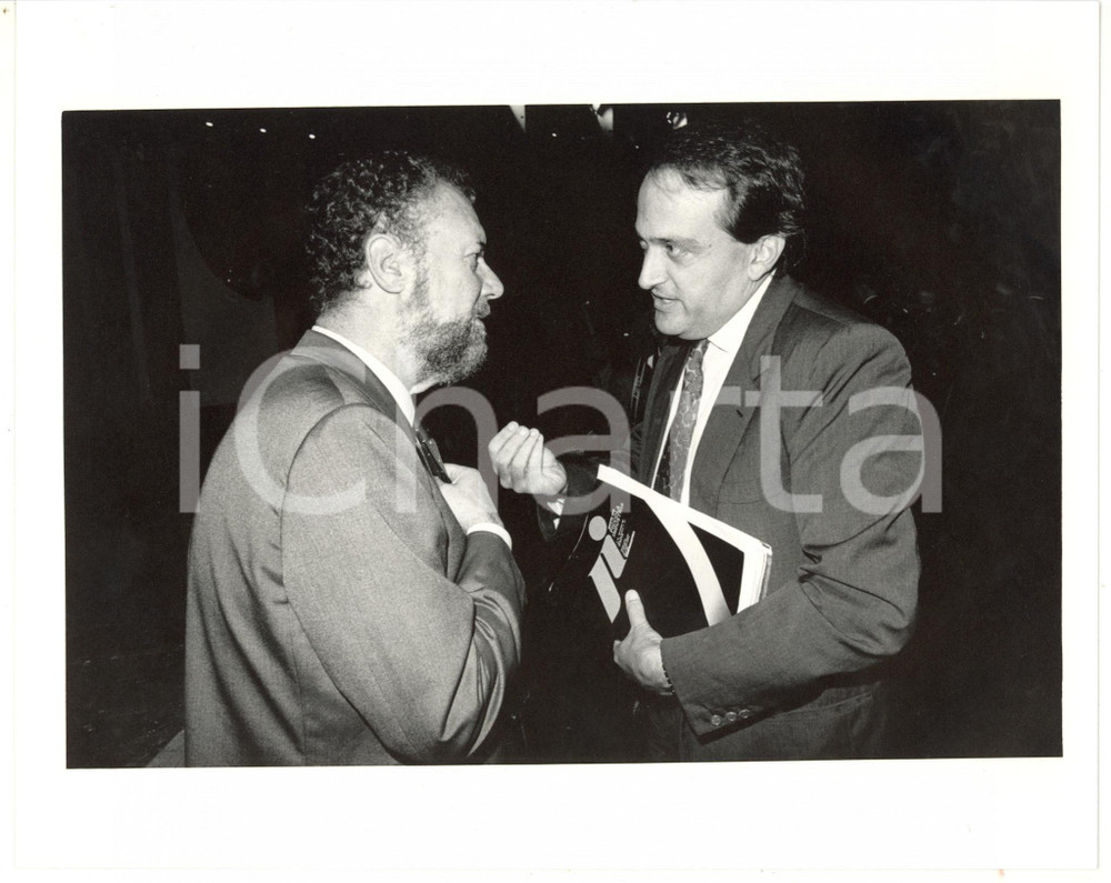 1990 ca CONFINDUSTRIA Luigi ABETE discute con ARTIGLIO *Foto 25x20
