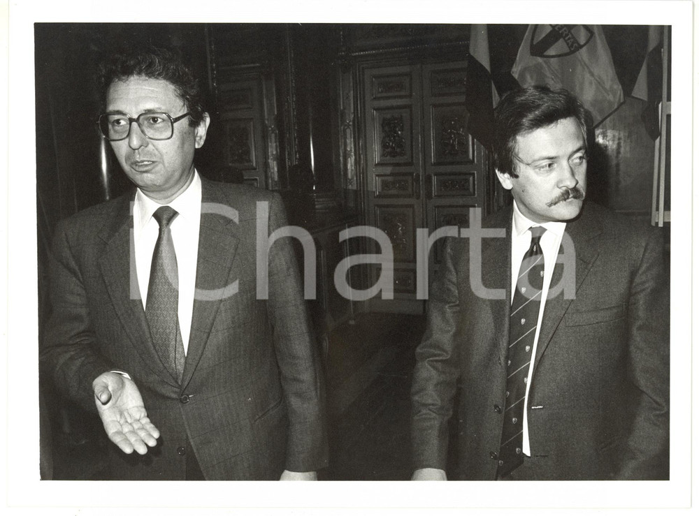 1985 ca MILANO Convegno DC - Diego MASI con Roberto MAZZOTTA *Foto 24x18 cm