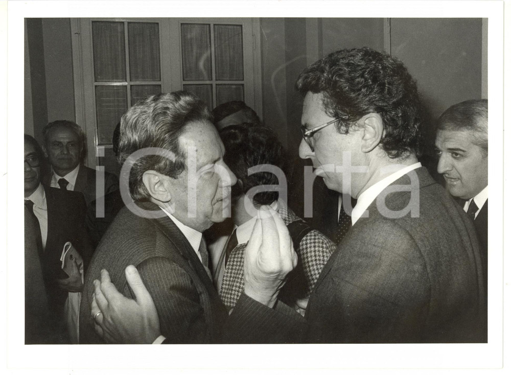 1985 ca ROMA Flaminio PICCOLI discute con Roberto MAZZOTTA *Foto 24x18 cm