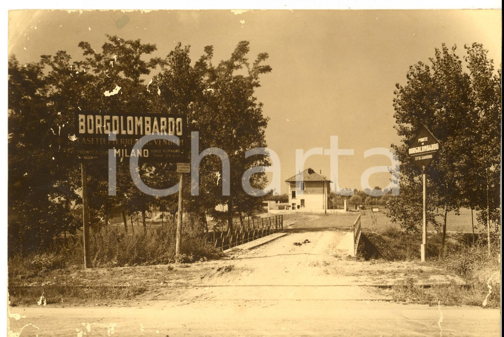 1930 ca BORGOLOMBARDO Veduta con l'ingresso al borgo - Foto RARA 24x18 