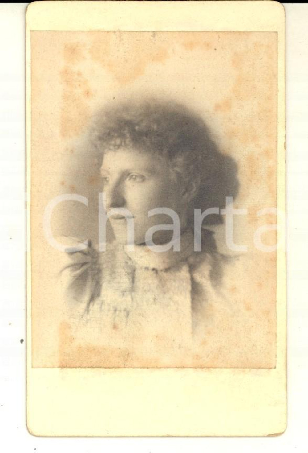 1880 ca LONDON Portrait of Beatrice PARKES in profile *Photo P. R. PARKES CDV Fotografia d'epoca, su cartoncino rigido.  CONDIZIONI: FAIR (lievi macchie)  E' severamente vietata la riproduzione. Tutti i diritti sono riservati.     originale e autentica 1