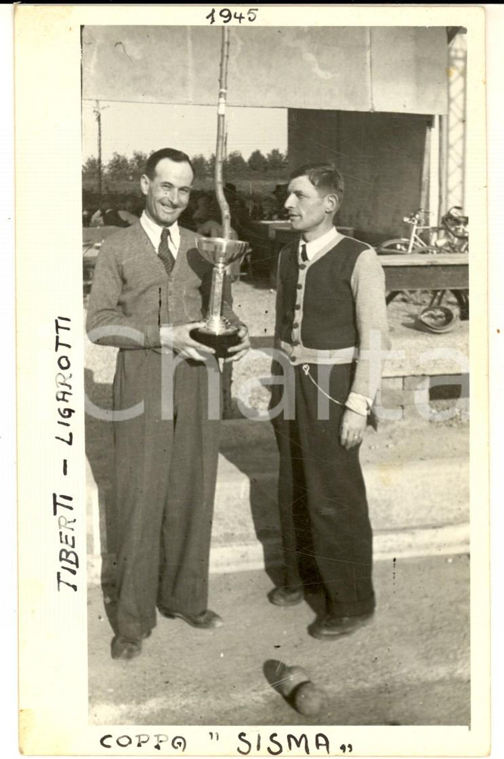 1945 ALESSANDRIA BOCCE Coppa SISMA - Vincitori TIBERTI - LIGAROTTI Foto RABACHIN