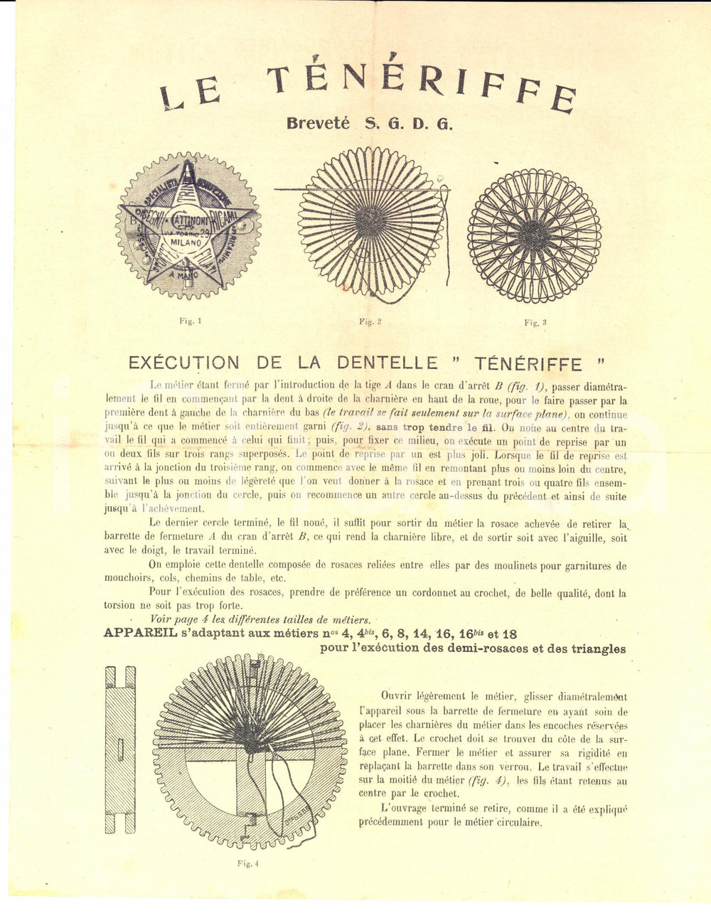 1890 ca FRANCE BRODERIE Dentelle TENERIFFE Execution et dessin - Pieghevole