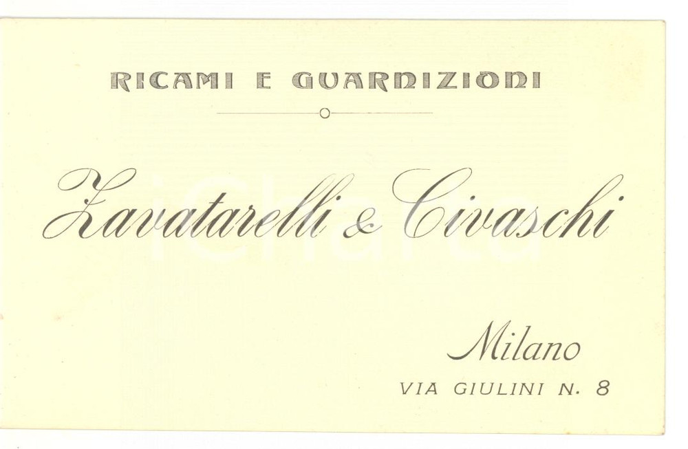 1910 ca MILANO - ZAVATARELLI & CIVASCHI Ricami e guarnizioni *Pubblicitario FP