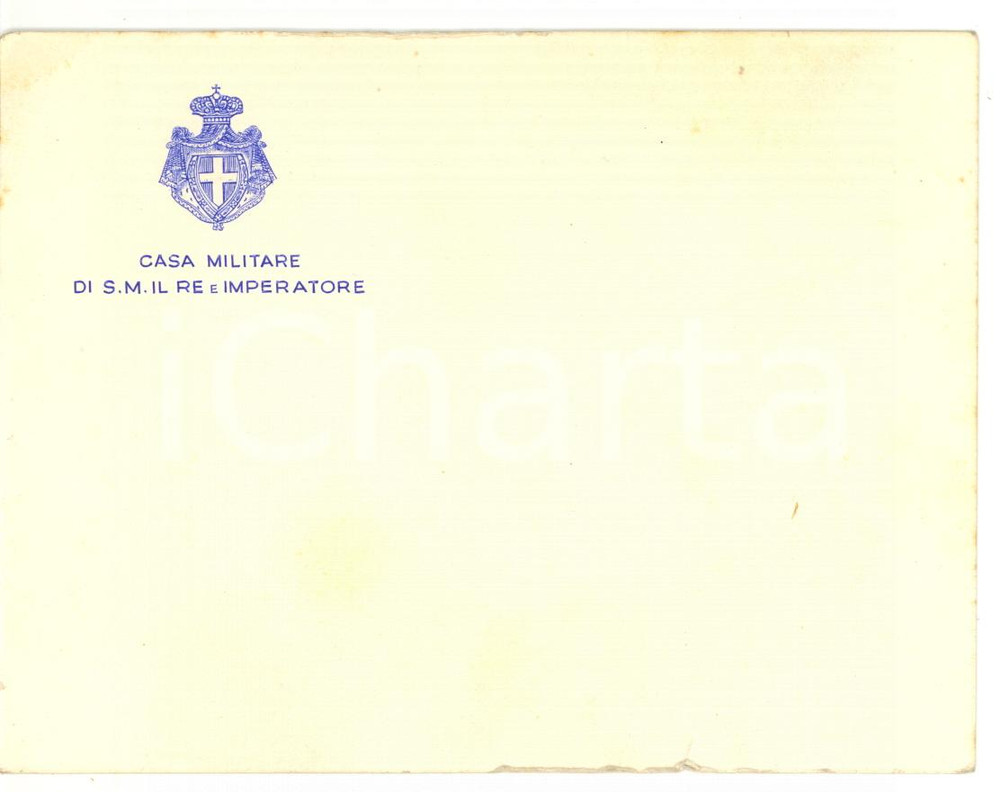 1940 ca Casa Militare di Sua Maestà il Re e Imperatore - Biglietto intestato