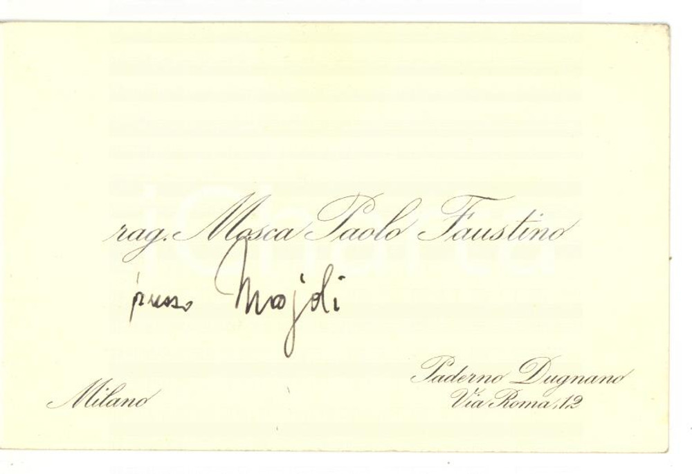 1910 ca PADERNO DUGNANO Ragionier Paolo Faustino MOSCA - Biglietto da visita