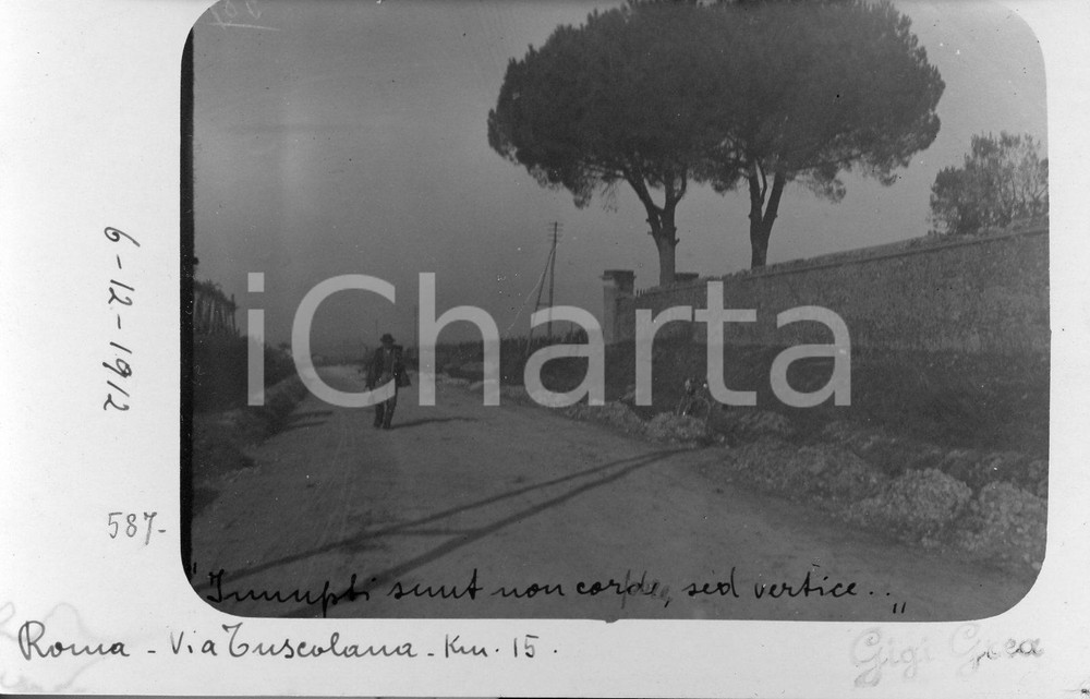 1912 ROMA Via TUSCOLANA Viandante al km 15 *Fotocartolina