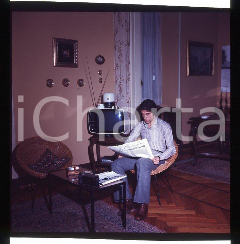 6X6cm NEGATIVO ORIGINALE * 1970ca FRANCO CAUSIO Juventus **vintage**