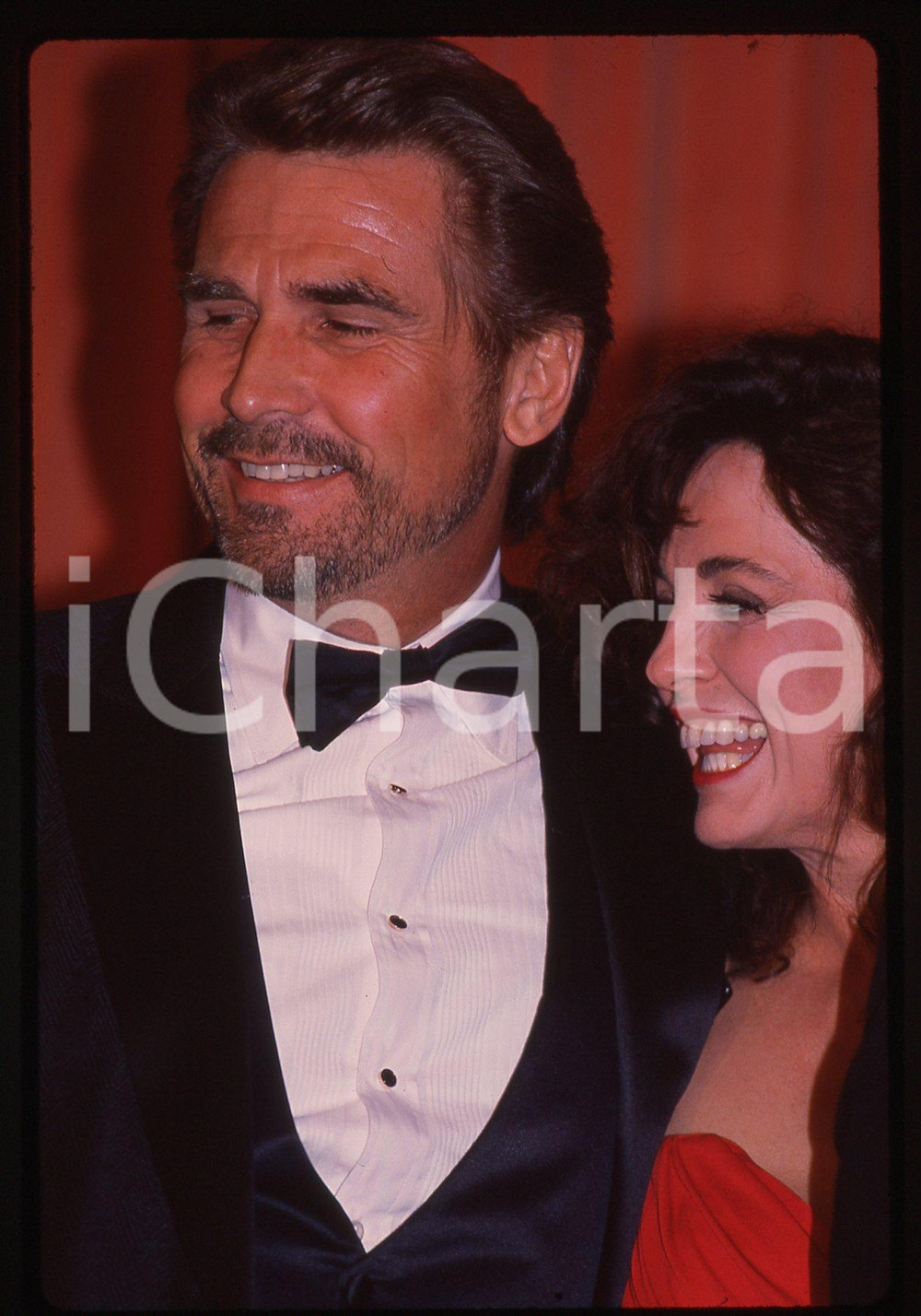 Fotografia d epoca originale 35mm vintage slide 1989 Golden Globe Award LINDA GRAY JAMES BROLIN 1