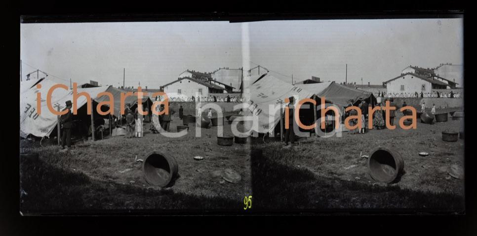 5,5X13cm NEGATIVO ORIGINALE VETRO* 1923 MILANO Monforte Accampamento di zingari