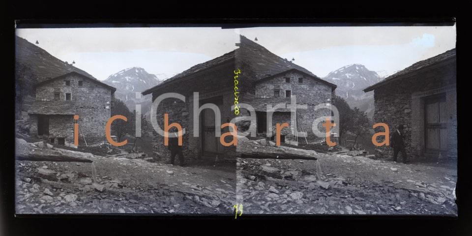 Fotografia d epoca originale 5,5X13cm NEGATIVO ORIGINALE SU VETRO  1923 FRACISCIO  CAMPODOLCINO Scorcio 1