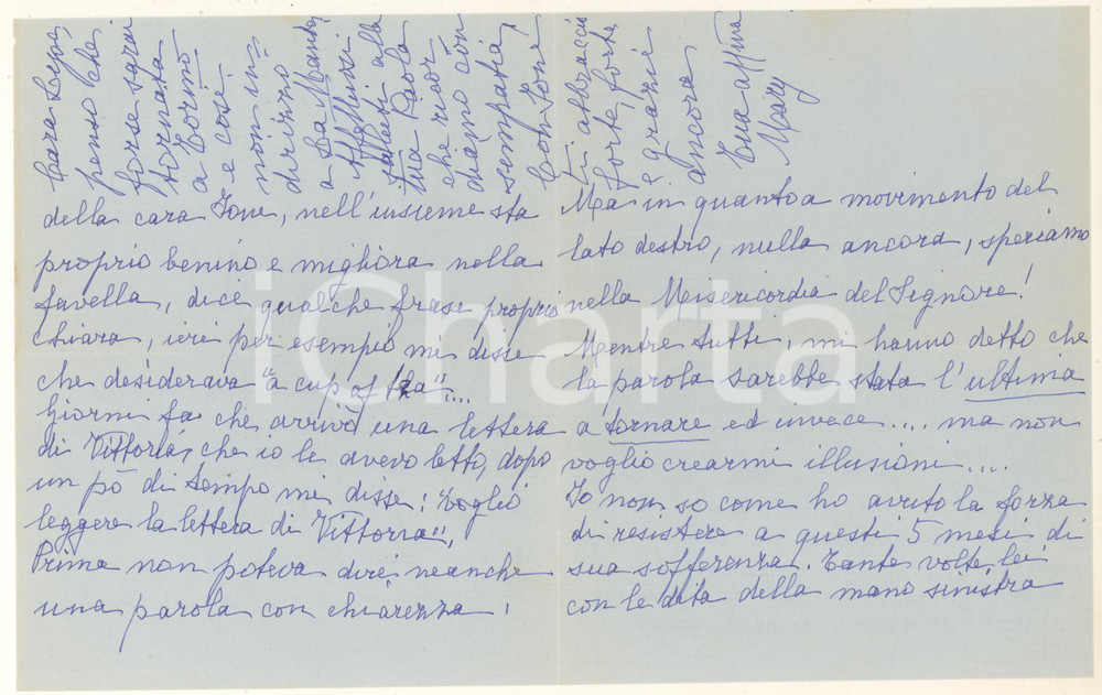 Manoscritto, lettera originale 1957 NAPOLI Marianna DE LIGUORO sull'intervento a Ione *Autografo 1
