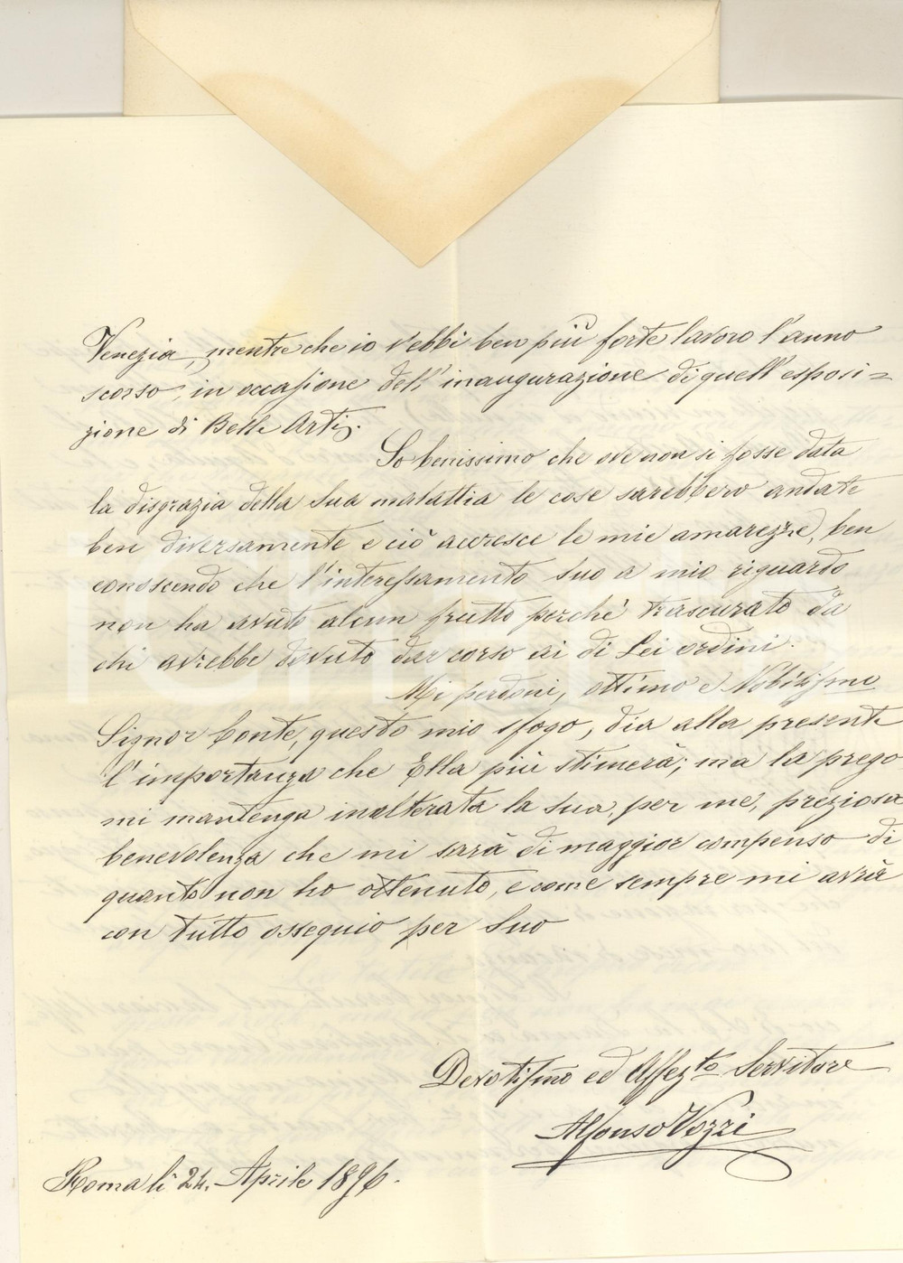 Manoscritto, lettera originale 1896 ROMA Alfonso TOZZI rinfaccia i servigi all'alta burocrazia *Lettera 1