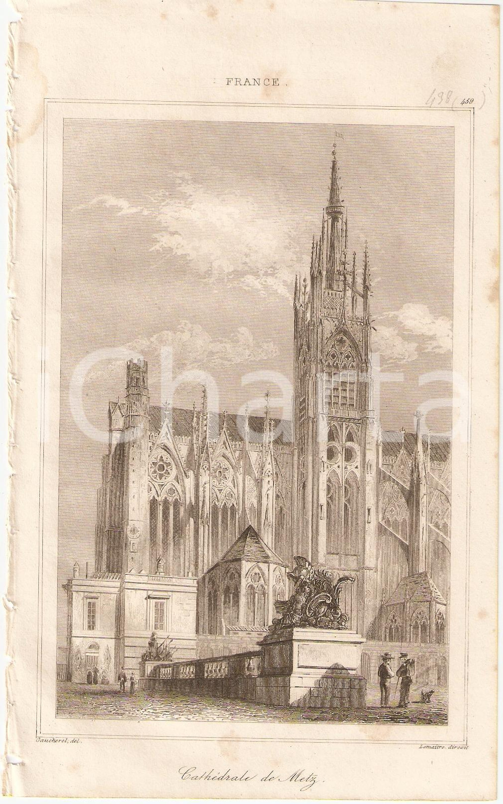 Stampa, bozzetto originale 1840 METZ FRANCE CathÃ©drale SAINTETIENNE  L univers Stampa inc. LEMAITRE 1