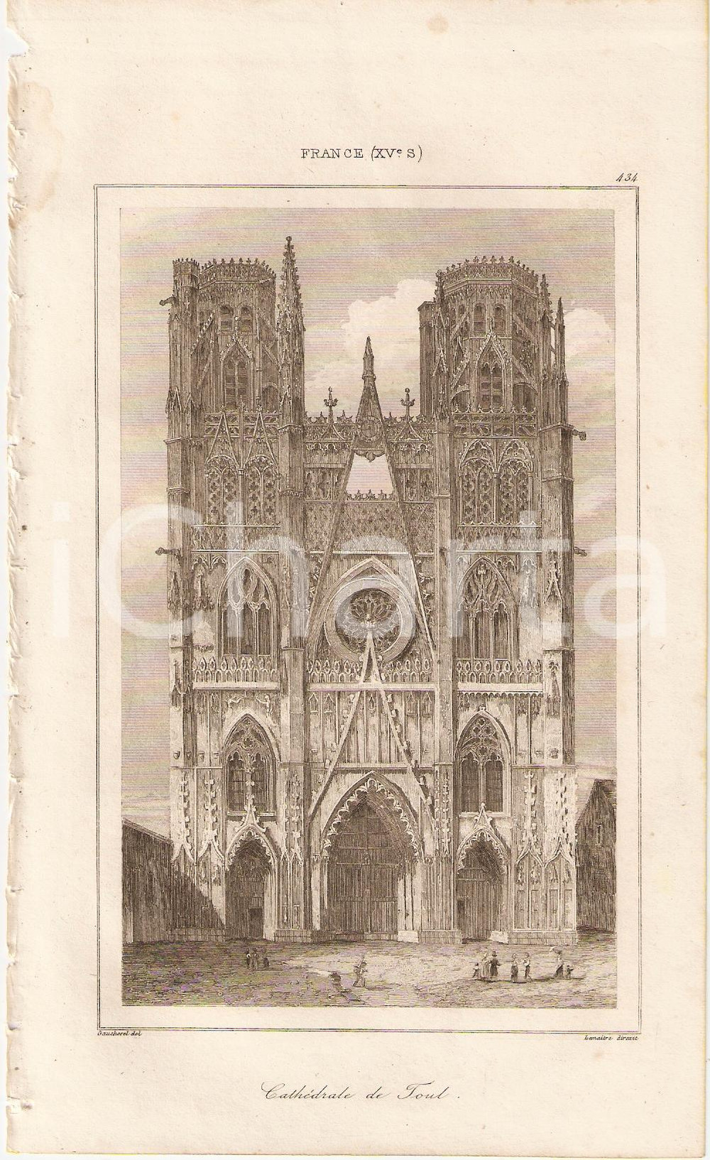Stampa, bozzetto originale 1840 TOUL (F) CathÃ©drale de SAINT ETIENNE - L'univers *Stampa inc. LEMAITRE 1