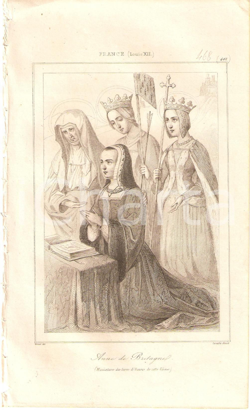 Stampa, bozzetto originale 1840 FRANCE Anne de BRETAGNE  L univers Stampa inc. LEMAITRE 1