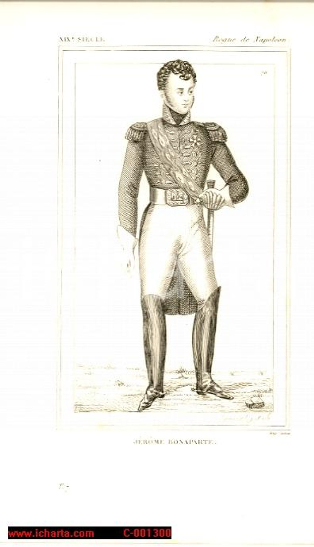 Stampa, bozzetto originale 1852 REGNE DE NAPOLEON Costumes français  Jérome BONAPARTE Gravure Inc. CAMUS 1