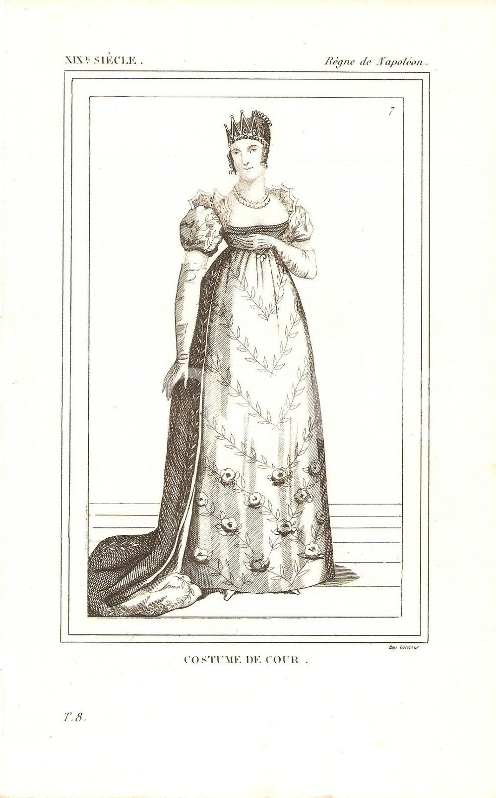 Stampa, bozzetto originale 1852 REGNE DE NAPOLEON Costume français  Costume de Cour Stampa d epoca 1