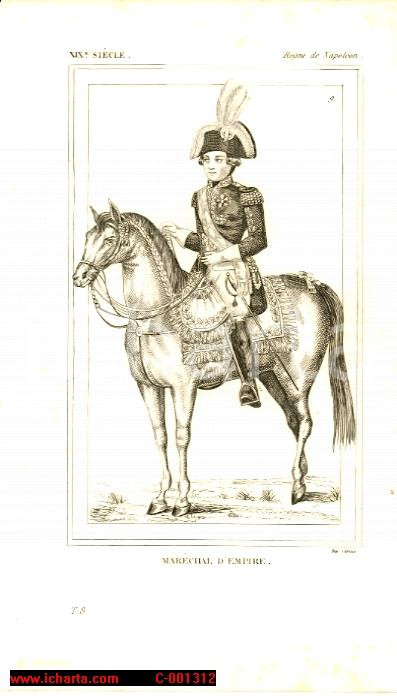 Stampa, bozzetto originale 1852 REGNE DE NAPOLEON Costume français  Marechal d Empire Inc. CAMUS 1
