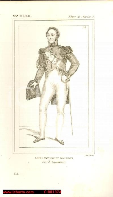 Stampa, bozzetto originale 1852 Louis Antoine de BOURBON duc d ANGOULEME Stampa 1