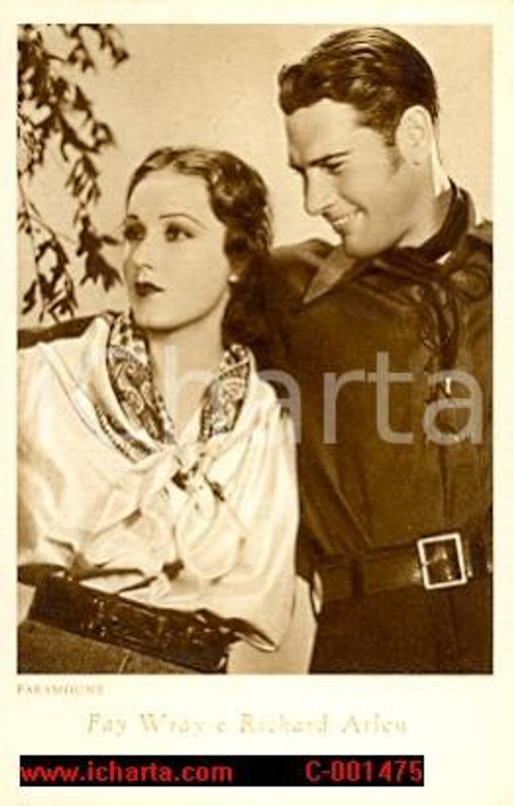 Cartolina originale da collezione 1940 FAY WRAY e RICHARD ARLEN Cartolina PARAMOUNT FP NV 1