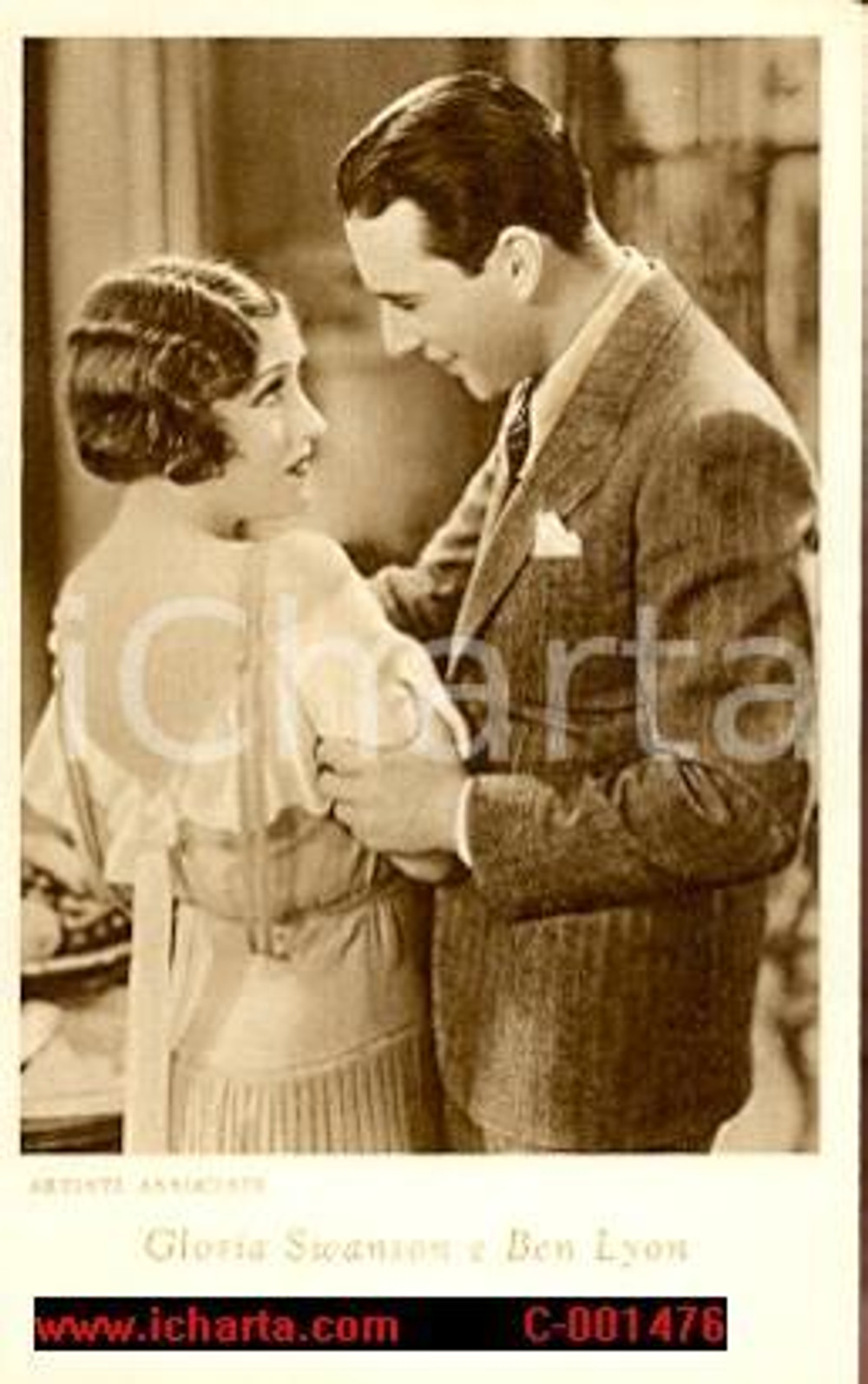 Cartolina originale da collezione 1940 GLORIA SWANSON e BEN LYON Cartolina ARTISTI ASSOCIATI FP NV 1