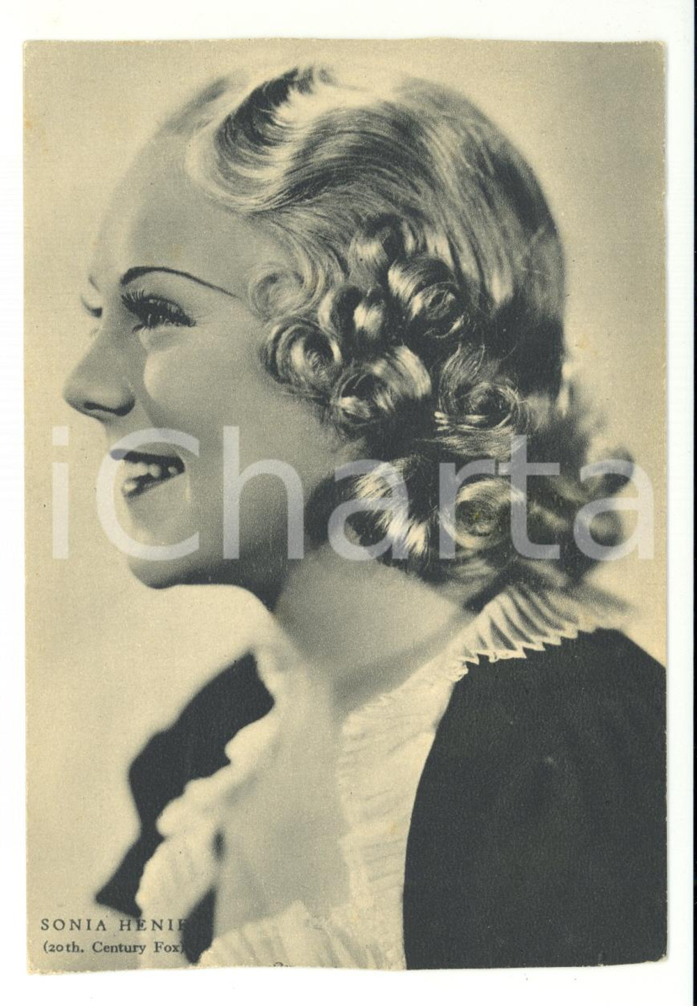 Cartolina originale da collezione 1939 Sonia Henie - Attrice Hollywood Cinema muto 1