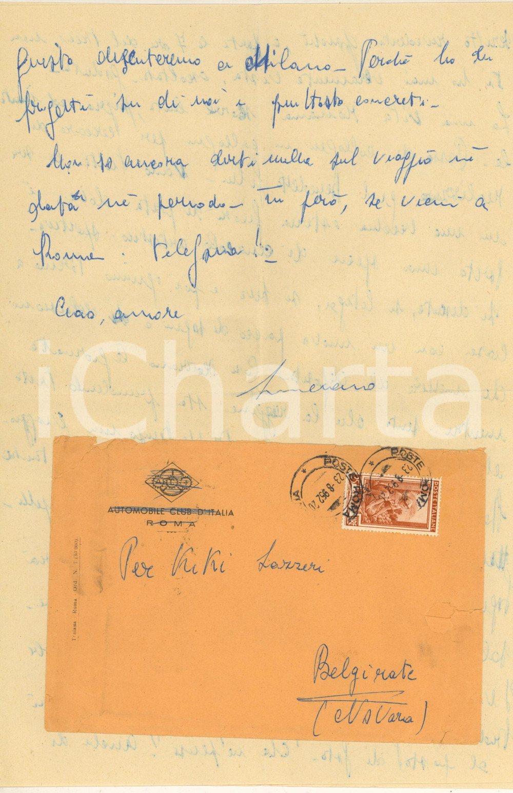 Autografo originale 1952 ROMA Notti romane di Luciano PALOMBA   Autografo 1