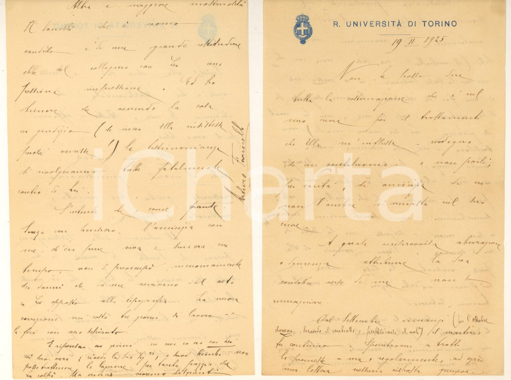 Autografo originale 1925 TORINO Arturo FARINELLI tradito e imbrogliato da Gerolamo LAZZERI Autografo 1