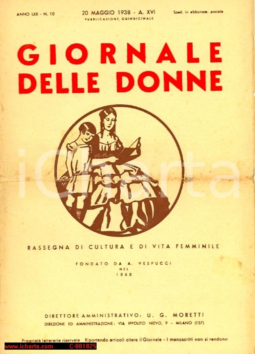 Giornale, rivista storica 1938 IL GIORNALE DELLE DONNE Tranquillo Cremona - Rivista nÂ° 10 1