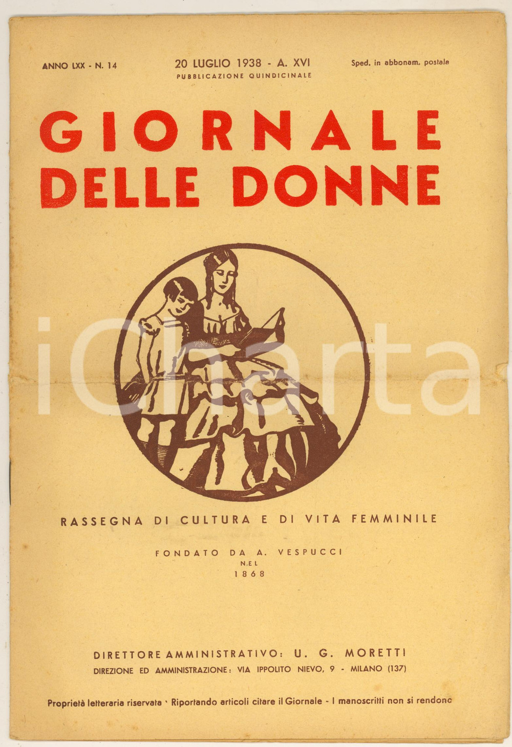 Giornale, rivista storica 1938 IL GIORNALE DELLE DONNE Crociata dell'Excelsior - Rivista n. 14 1