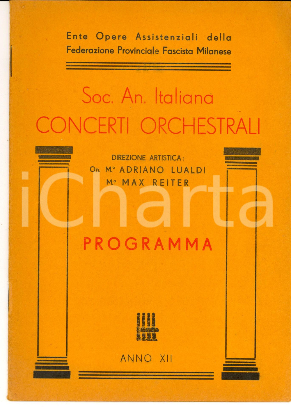 Materiale pubblicitario d’epoca 1934 MILANO Concerto diretto da Max REITER con Ginevra VIVANTE e Alfredo CASELLA 1