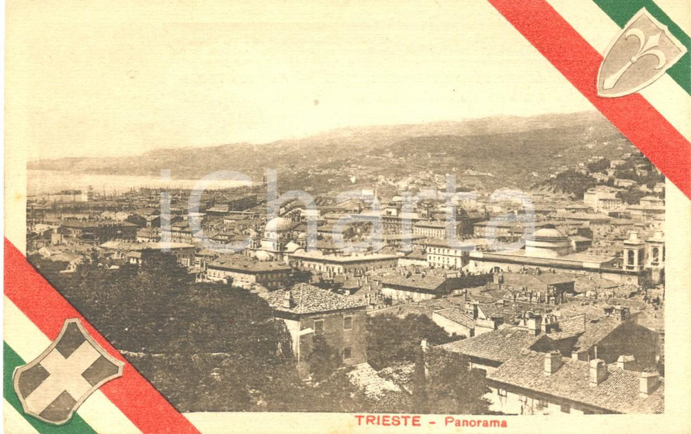 Cartolina originale da collezione 1920 ca TRIESTE ITALIANA Veduta panoramica *Cartolina LA FIDUCIARIA 1